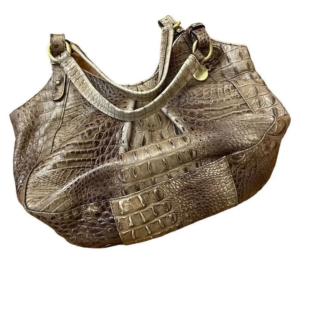 Brahmin Anne Melborne Croco Hobo in Toasted Almond